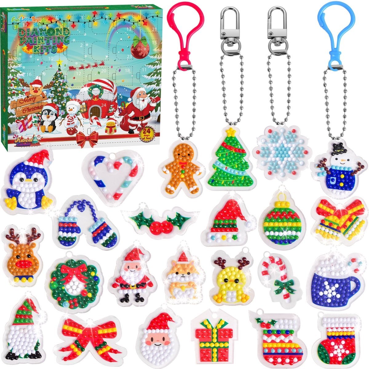 Advent Calendar 2023 Diamond Painting Keychain Kits for Kids, Diamond