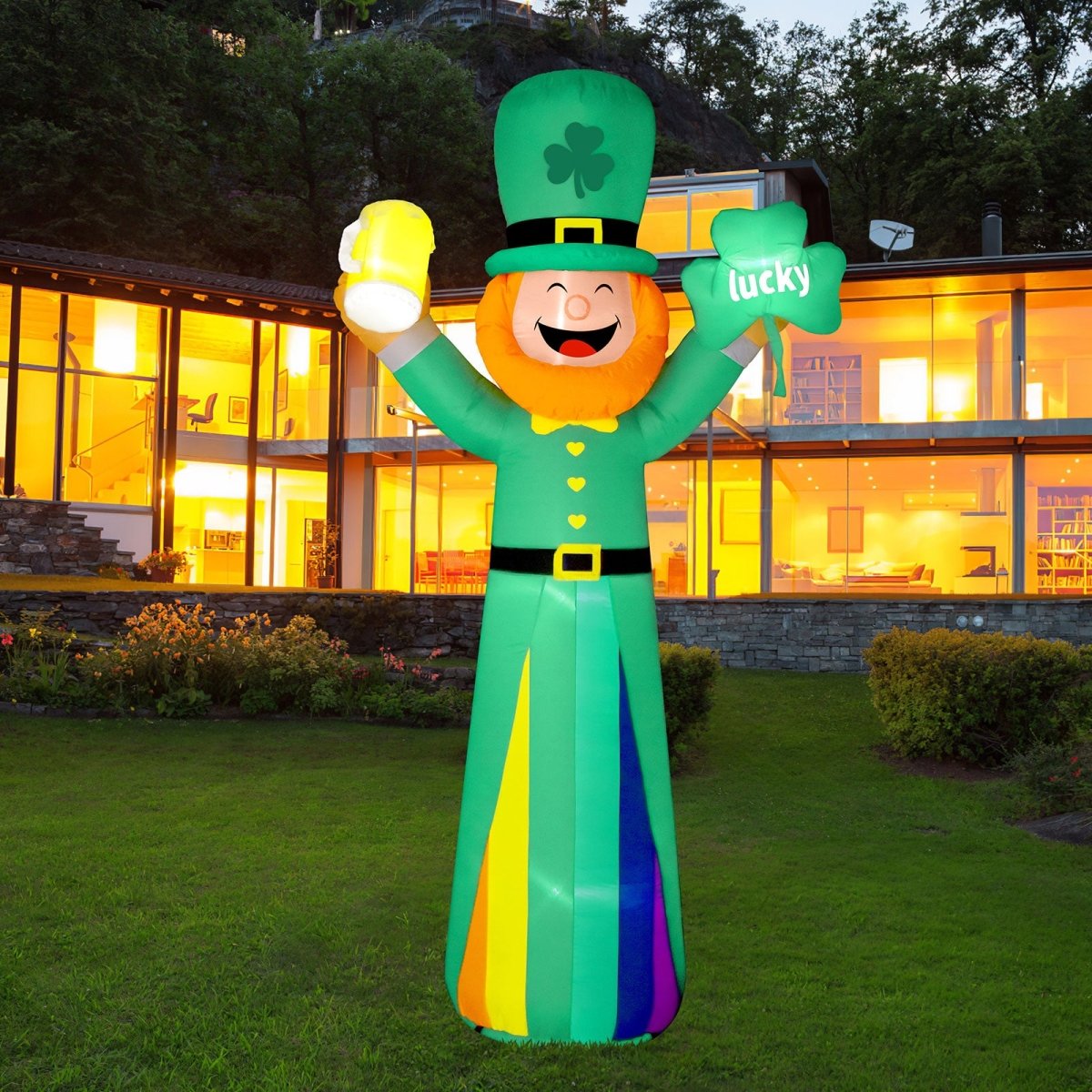 Costway 6ft St Patrick's Day Inflatable Leprechaun Irish Day Blow up  Lighted Giant Doll