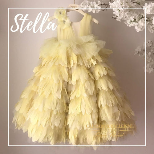 Stella Lemon Yellow | Yellow feather dress