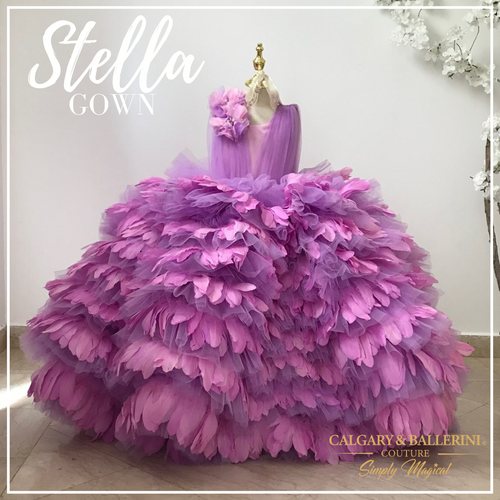 Purple Feather Dress  |   Stella  |  Couture Feather Dress