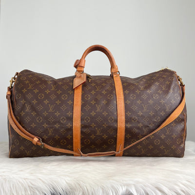 Louis Vuitton Signature Monogram Bandouliere Keepall 60 Travel Bag Full Set, Luxury Trade