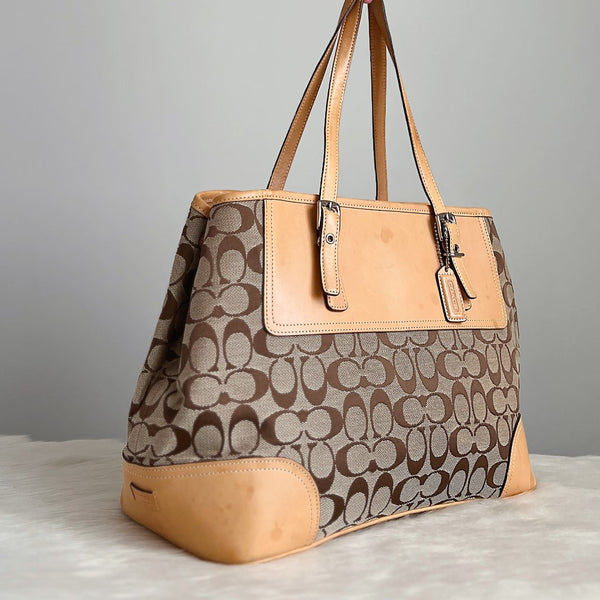 Coach Signature Monogram Shoulder Bag - Brown