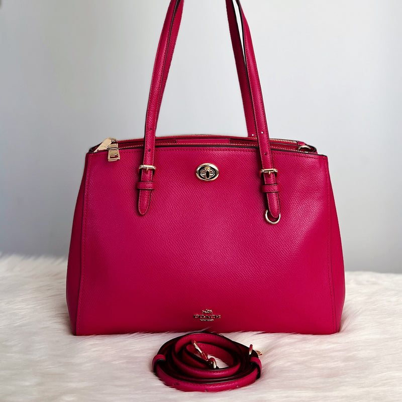 Coach Fuchsia Leather Front Logo 2 Way Shoulder Bag – Luxury Trade