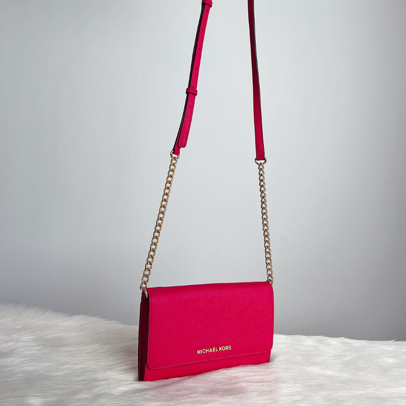 Michael Kors Fuchsia Leather Chain Detail Crossbody Shoulder Bag – Luxury  Trade