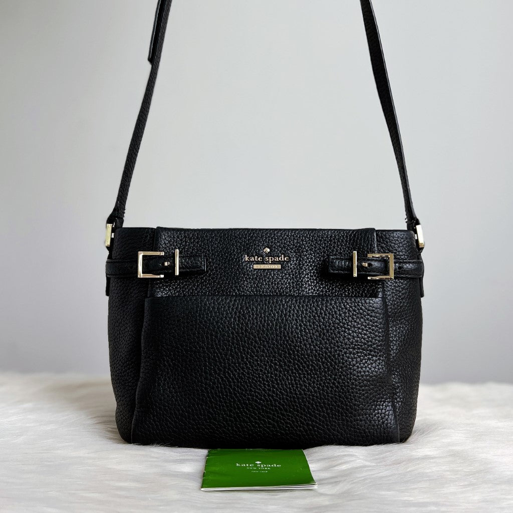 Kate Spade Black Leather Crossbody Sling Shoulder Bag – Luxury Trade