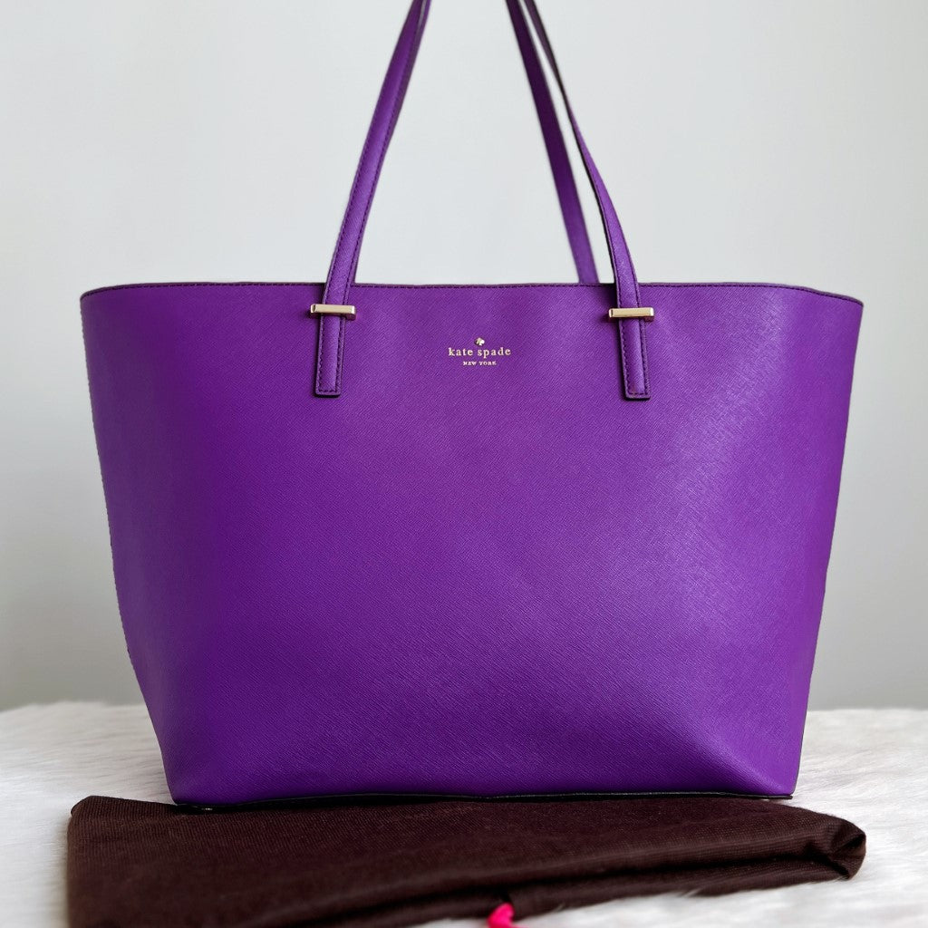 Kate Spade Purple Leather Large Shopper Shoulder Bag Like New – Luxury Trade