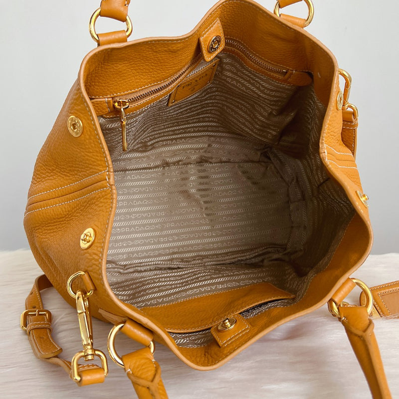 Prada Mustard Leather Career 2 Way Shoulder Bag – Luxury Trade