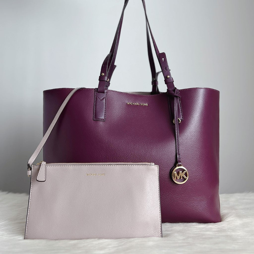Michael Kors Purple Leather Oversized Shoulder Bag with Clutch – Luxury  Trade