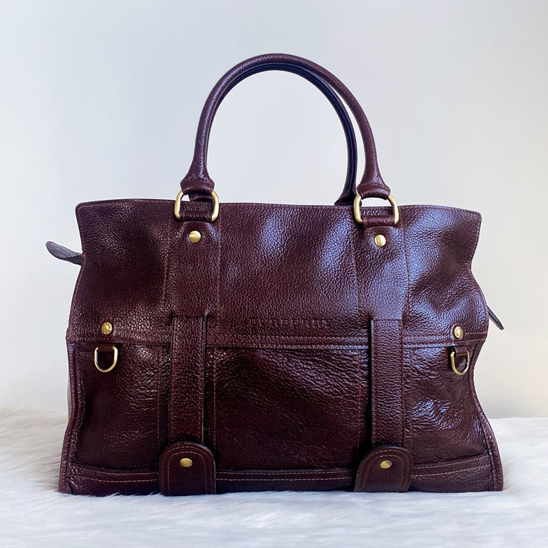 Burberry Brown Leather Weekend Travel Bag – Luxury Trade