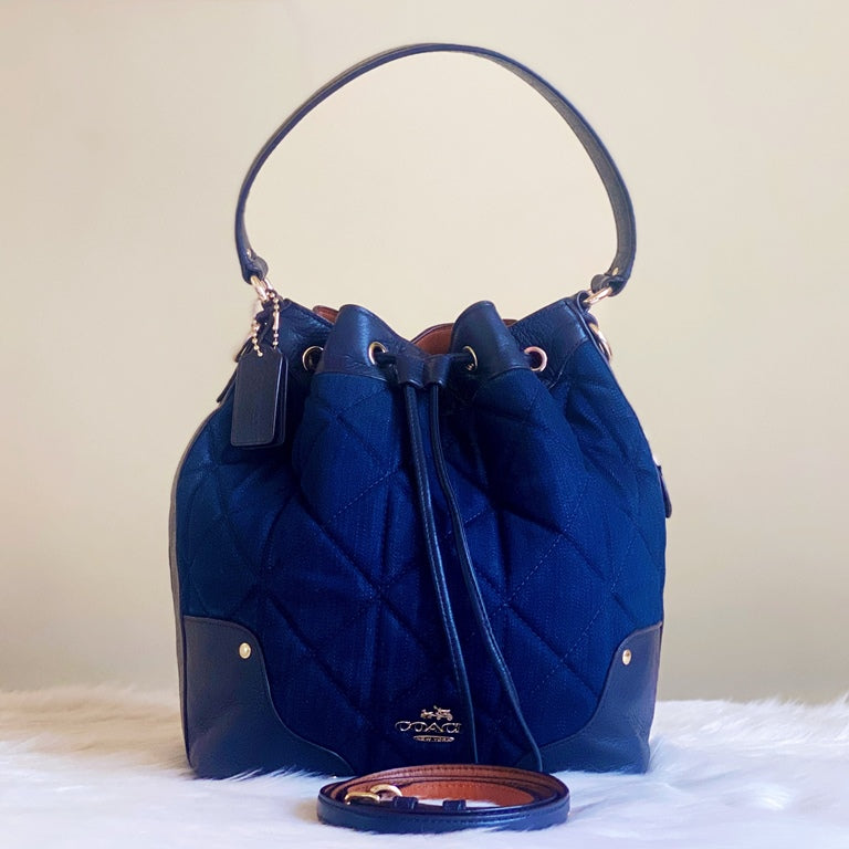 Coach Denim & Leather Drawstring Bucket 2 Way Shoulder Bag – Luxury Trade