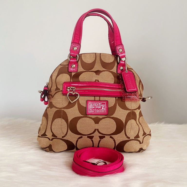 Coach Fuchsia Signature Monogram Romantic 2 Way Shoulder Bag – Luxury Trade