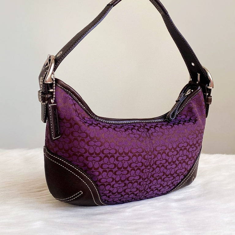 Coach Purple Signature Monogram Half Moon Small Shoulder Bag – Luxury Trade