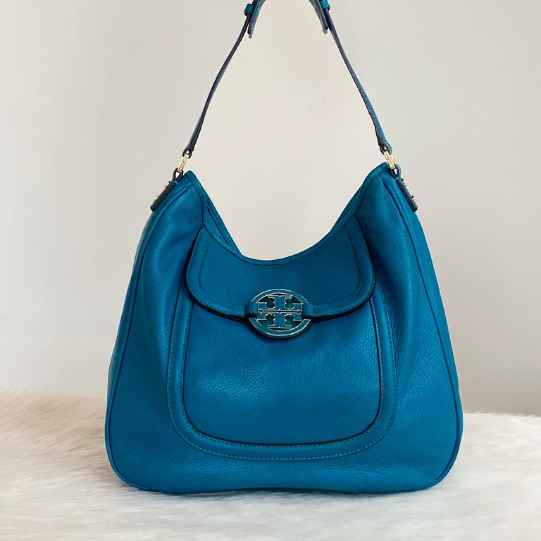 Tory Burch Teal Leather Signature Logo Shoulder Bag – Luxury Trade