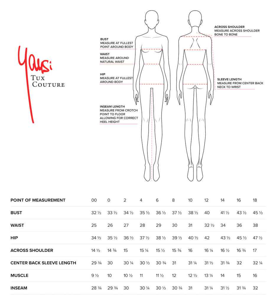 Tux Couture Size Chart