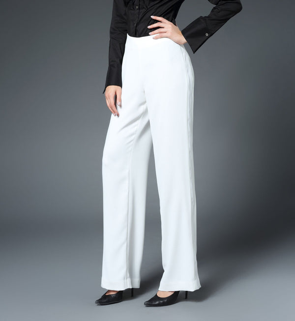 Fashion (White)Side Slit Slightly Wide-Leg Pants Spring And Summer Women's  High Waist Button Pockets Slender Drape Simple Black Suit Trousers DOU @  Best Price Online