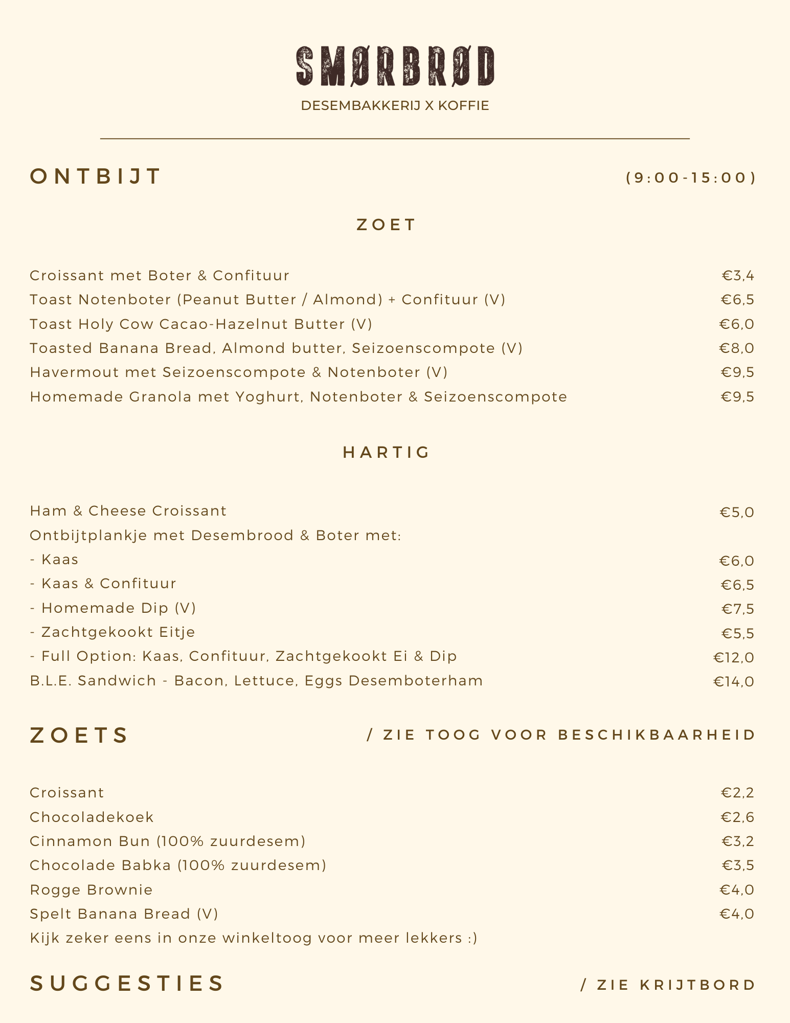Ontbijt & Sweets Menu SMORBROD Gent