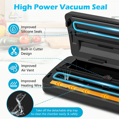 Smart Vacuum Sealer - Strong suction power, high power vacuum seal, retain 10 times more food nutrients