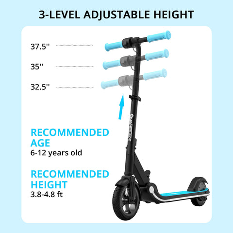 Foldable electric scooter with adjustable height.