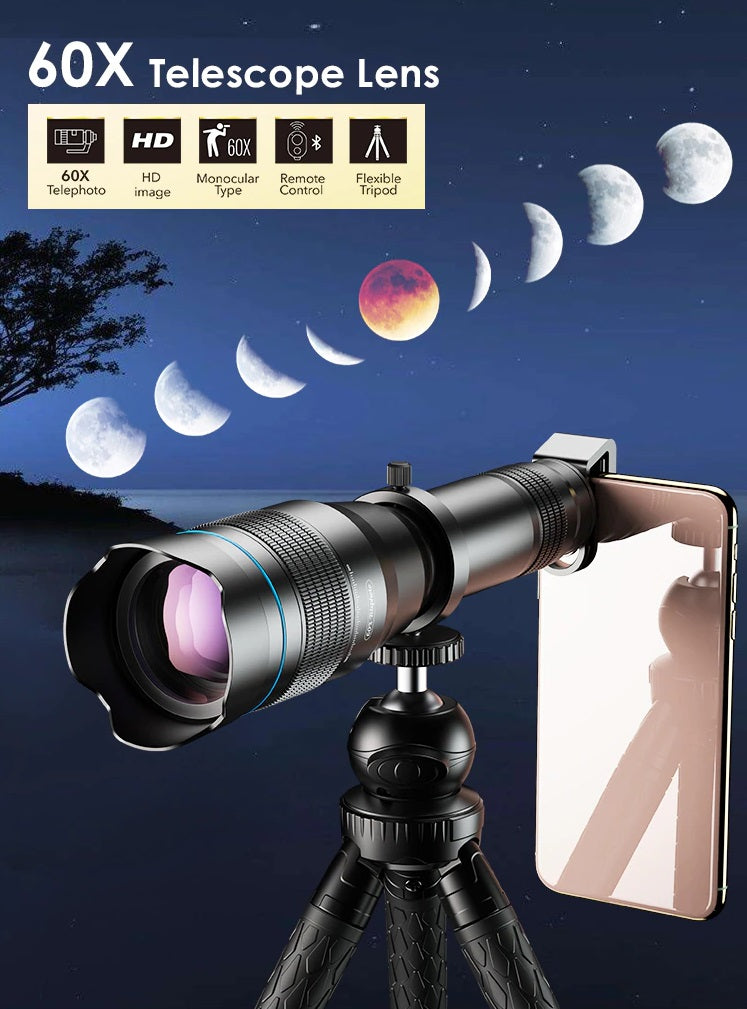 Portable Yet Great Telescope ! Perfect Gift for Your Loved Ones ! Enjoy the magnified 60X zoom for both astronomy and wildlife (birds, animals and more)