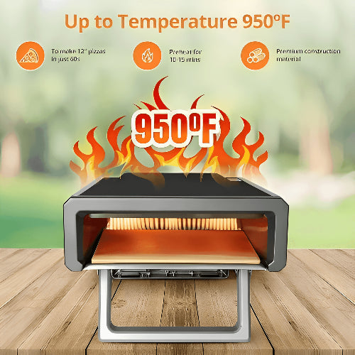 An Authentic Pizza Oven that is Portable and reaches temperatures up to 950 F.