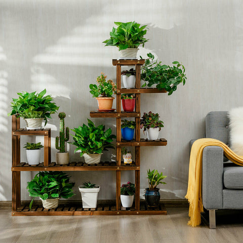 indoor plant stand, multiple tier, flower stand, wood stand, plant stand