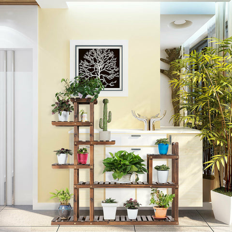 indoor plant stand, multiple tier, flower stand, wood stand, plant stand