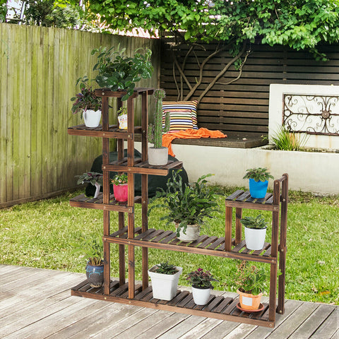 plant stands outdoor, multiple tier, outdoor flower stand, wood stand, plant stand
