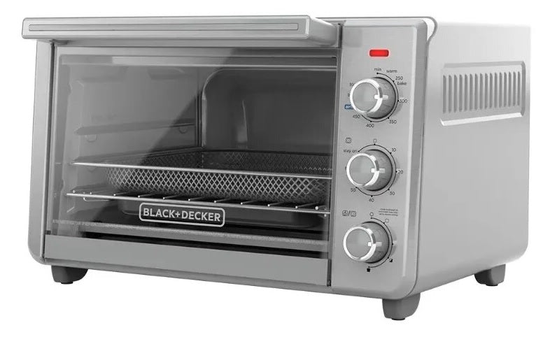 A modern kitchen appliance, the black and decker toaster oven, with the capability to Air Fry foods