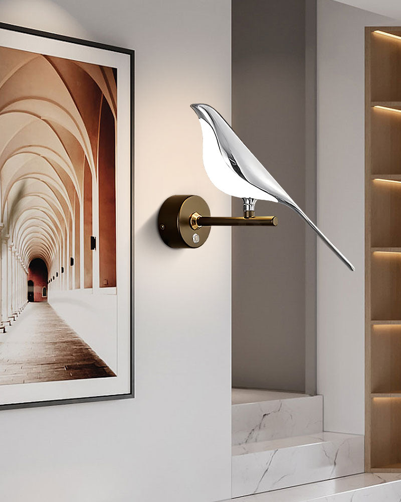 Elegant Bird Wall Light as an accent piece in a modern interior design setting.