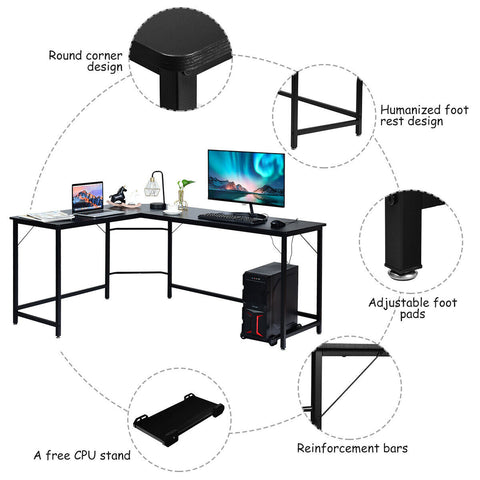 versatile and practical l-shaped corner computer desk with CPU stand