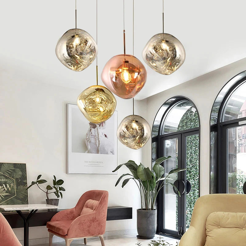 crystal pendant light | modern entryway chandelier | colorful glass pendant lights