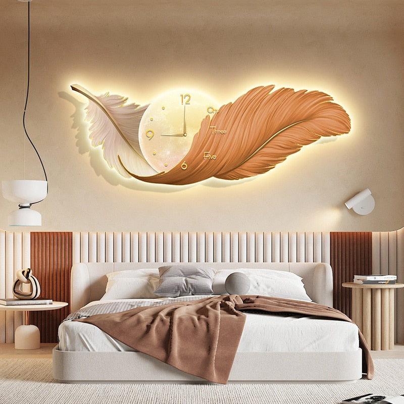 battery operated wall sconce | feather wall decor | battery operated wall clock | feather wallpaper | feather art | feather wall decor