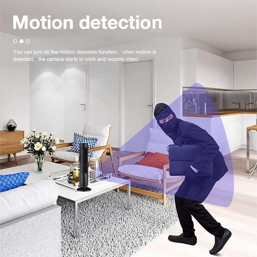 Burglar in a home activating 1080P high-quality surveillance motion detection system.