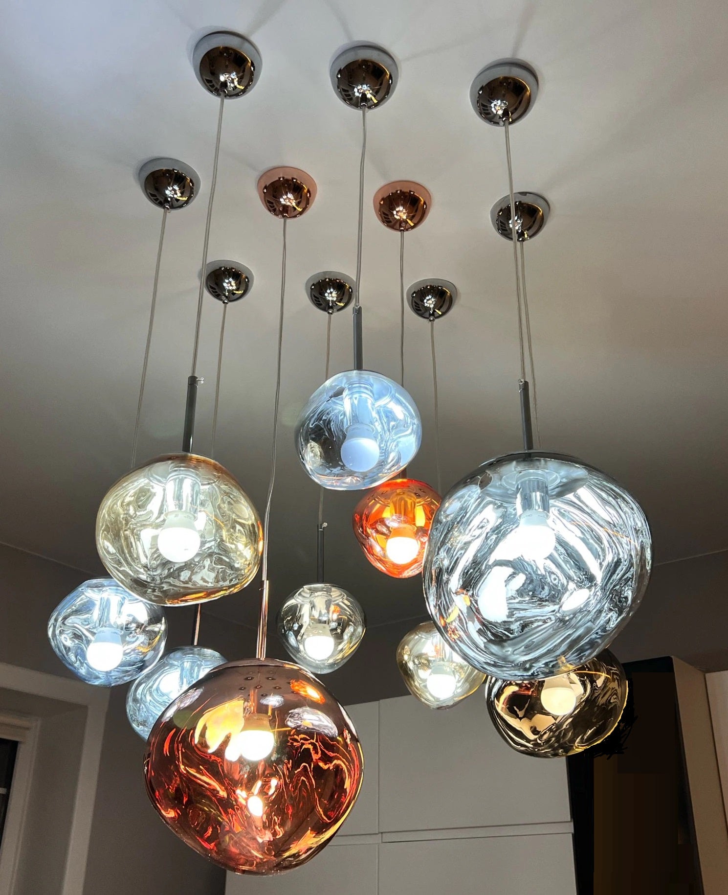 crystal pendant light | modern entryway chandelier | colorful glass pendant lights