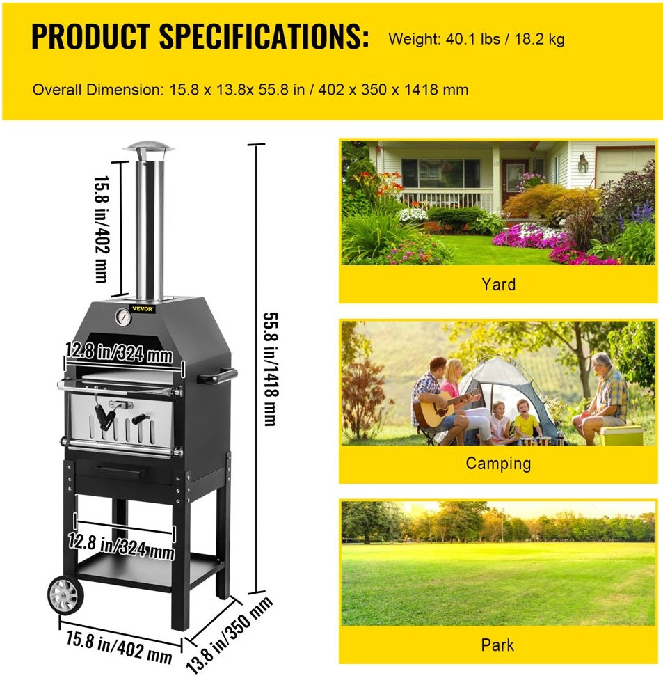 The product specifications for an Outdoor 2-Layer Oven with excellent thermal conductivity.