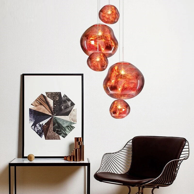 crystal pendant light | modern entryway chandelier | colorful glass pendant lights