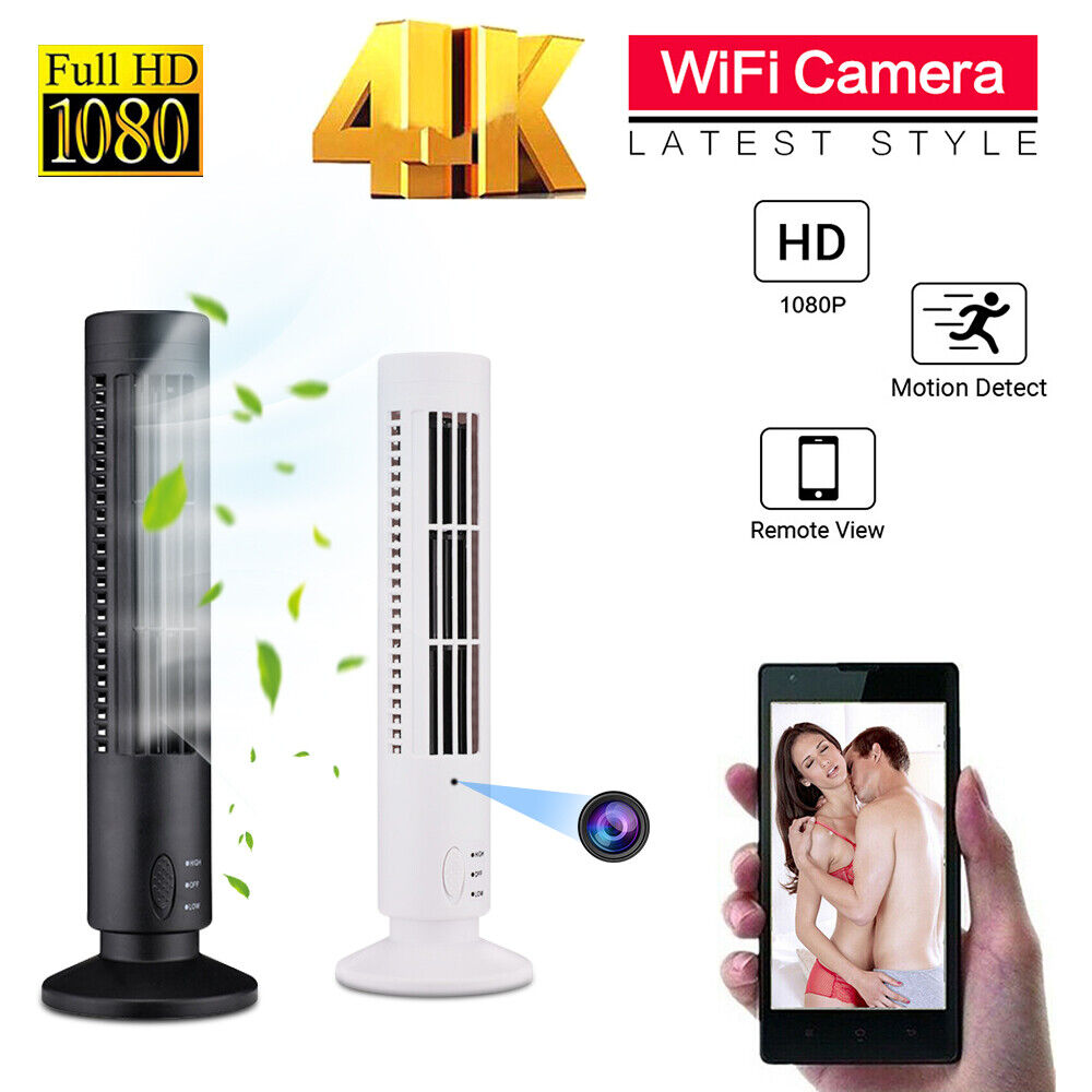 Introducing the Tower Fan SpyCam: a multifunctional device that not only features a bladeless fan and a covert 4k WiFi camera with motion detection but also comes equipped with night vision capabilities