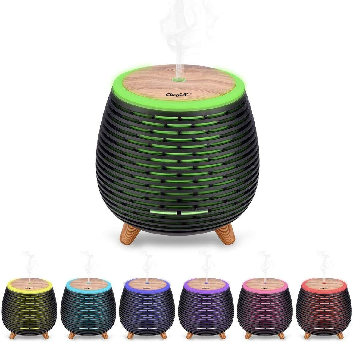 A range of colorful Mini Oil Diffuser SpyCams emitting vapor displayed against a white background.