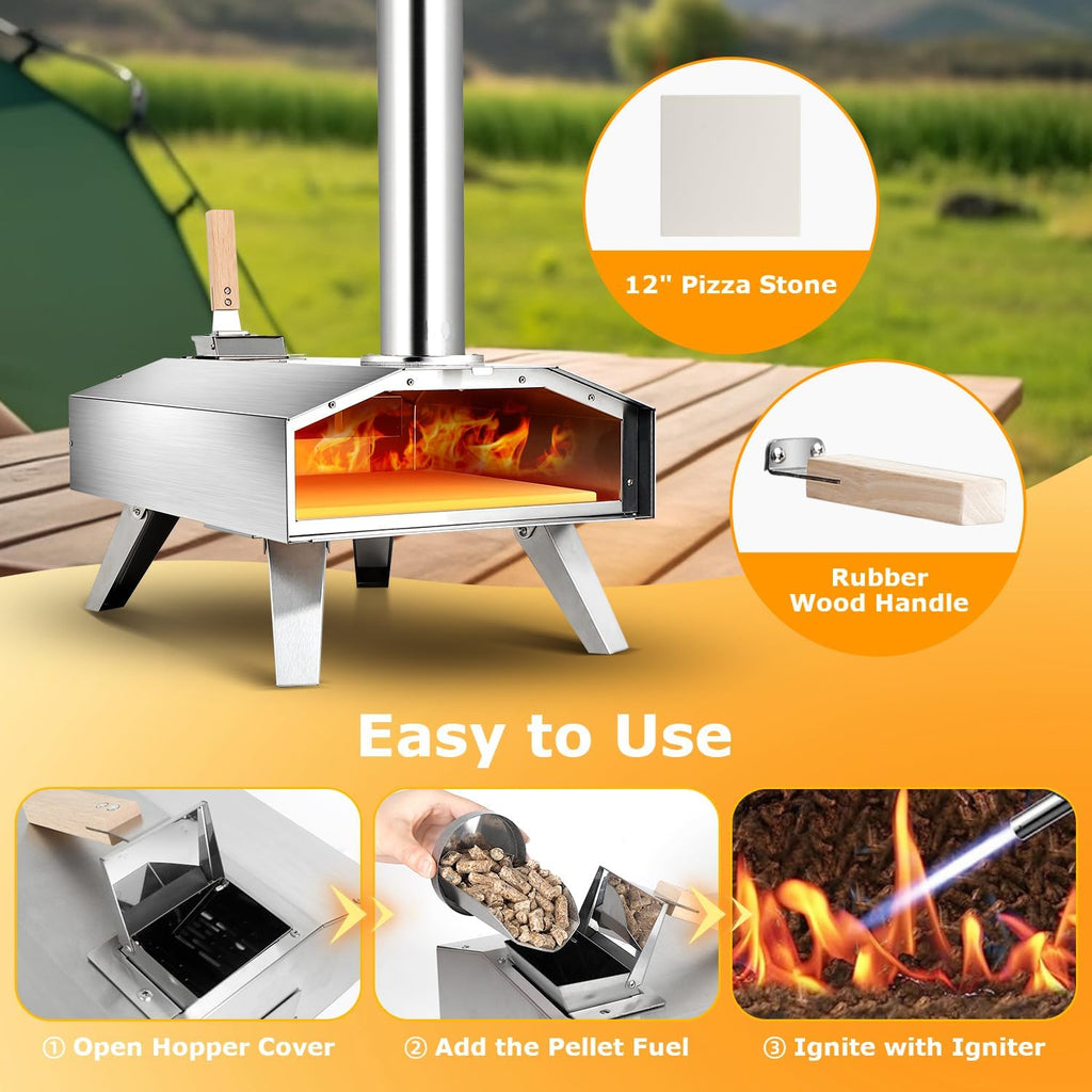 An Outdoor Portable Pizza Oven that provides instructions on how to use it, allowing for culinary celebration and delectable experiences.