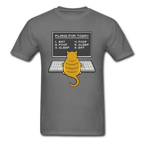 Cat Engineer Tee | Cat Schedule Plan In Front Of Computer | Cat Engineer T-shirt