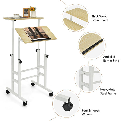 Smart Height Adjustable Computer Desk - Ergonomic, Two Tabletops, Minimalistic, Healthy Work Style, Office Table, Home Office