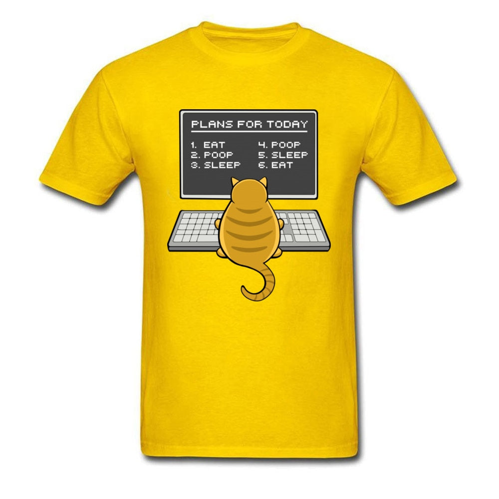 Cat Engineer Tee | Cat Schedule Plan In Front Of Computer | Cat Engineer T-shirt