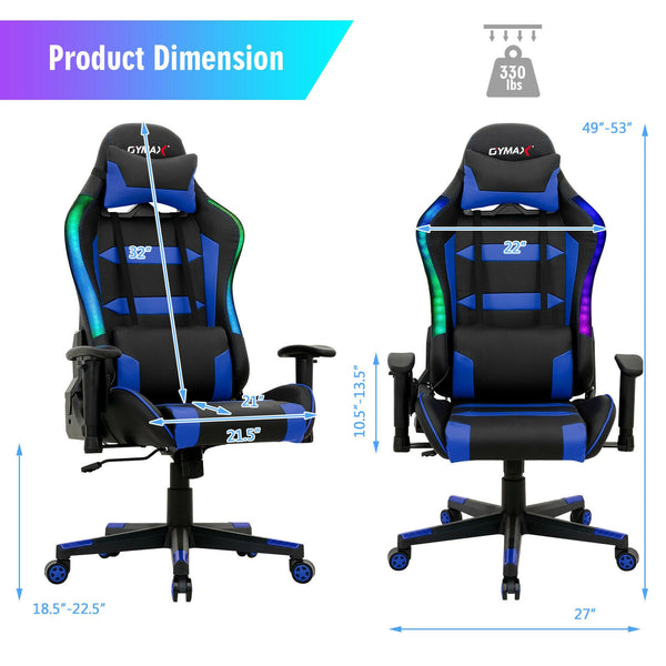 Flashing Gaming Chair takes your game room to the next level, ergonomic design, comfortable & lumbar support !