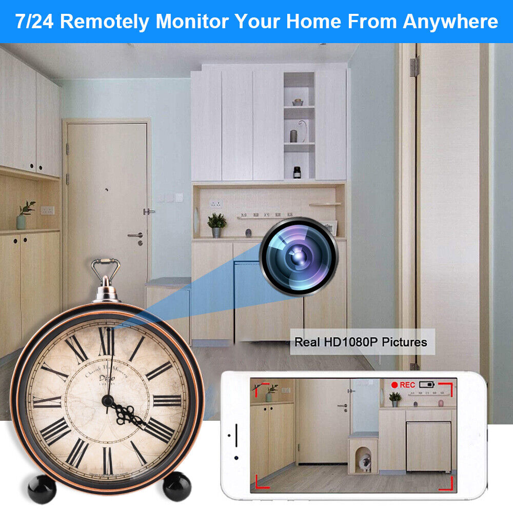 Surveillance camera feature advertisement showcasing remote home security monitoring with a clear 1080P Wi-Fi camera picture quality.