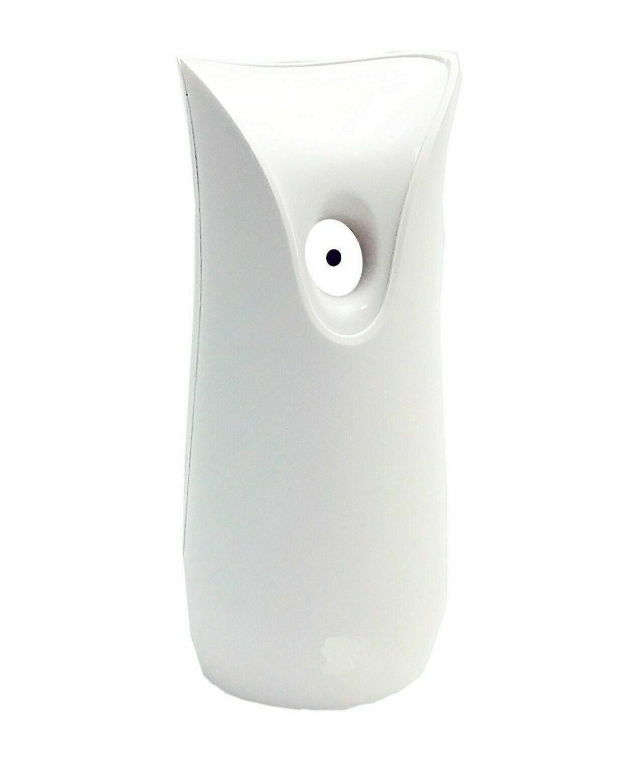 White automatic air freshener dispenser with spy technology on a white background.