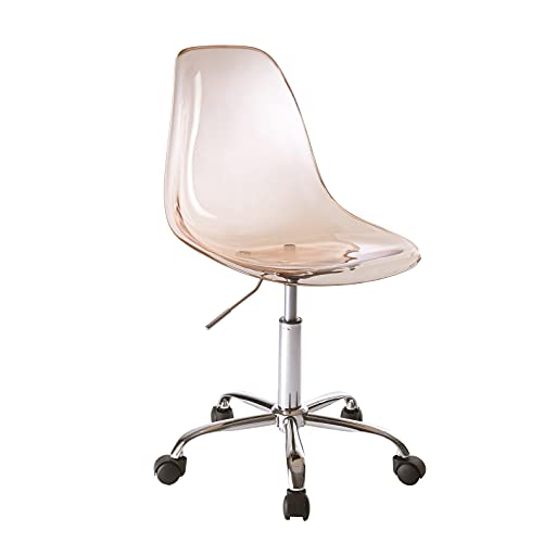 A stylish office chair with a chrome base and a clear seat, offering both comfort and style.