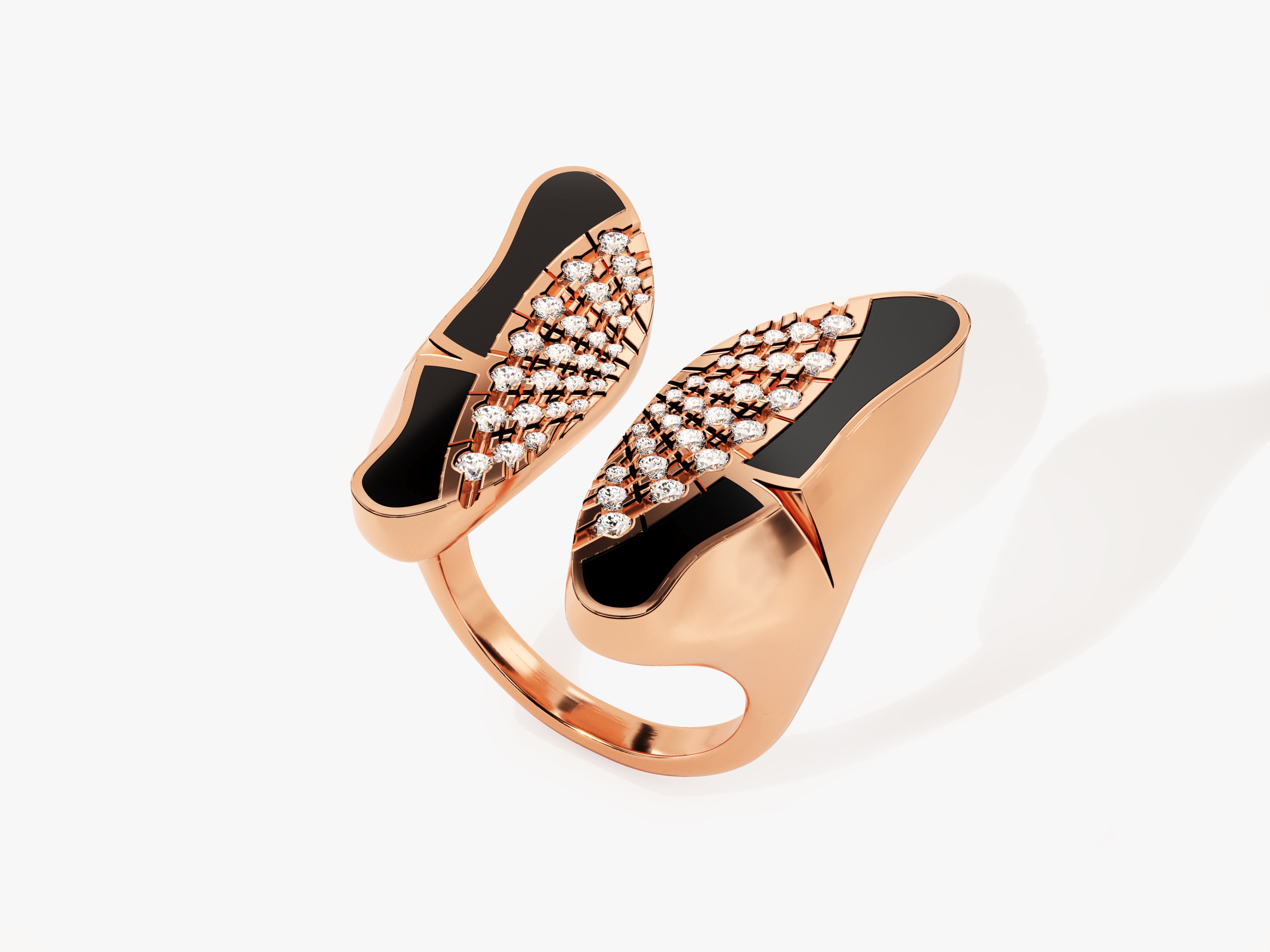 rose gold butterfly shaped diamond ring