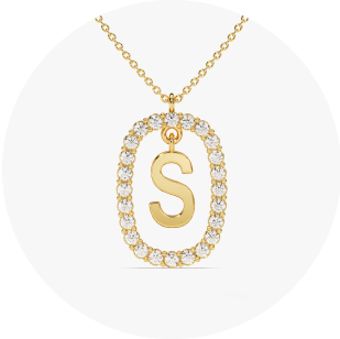Eternate's yellow gold initial necklace in front of white background