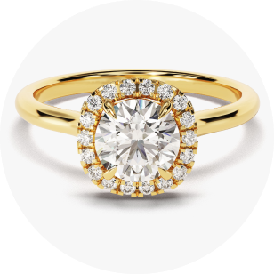 Yellow gold halo engagement ring