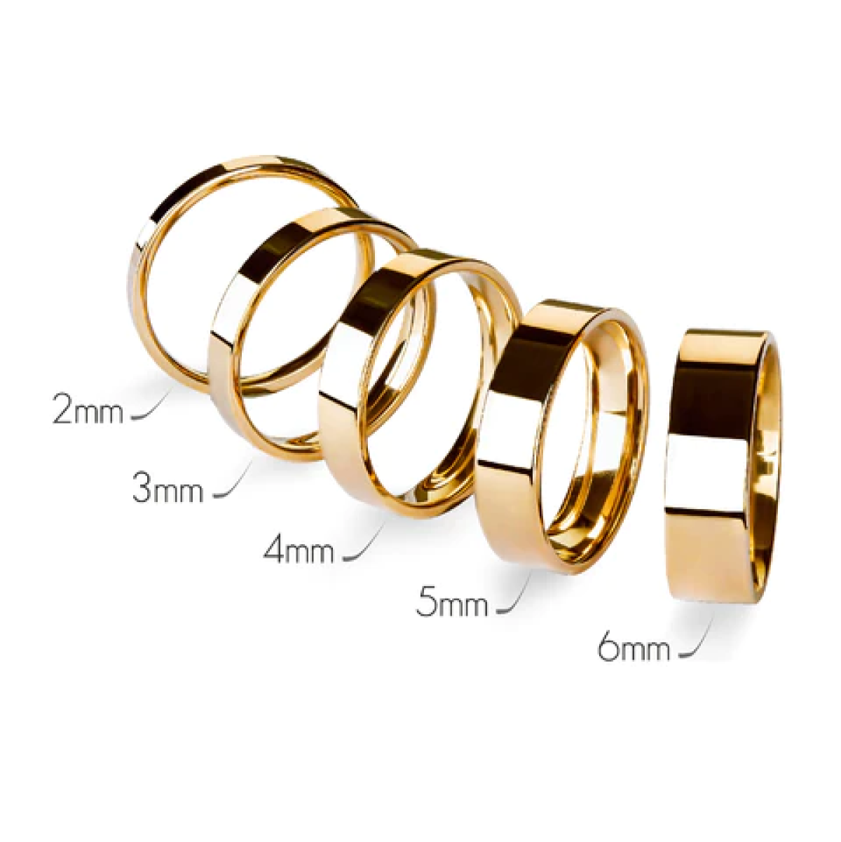 yellow gold classic wedding bands in various size